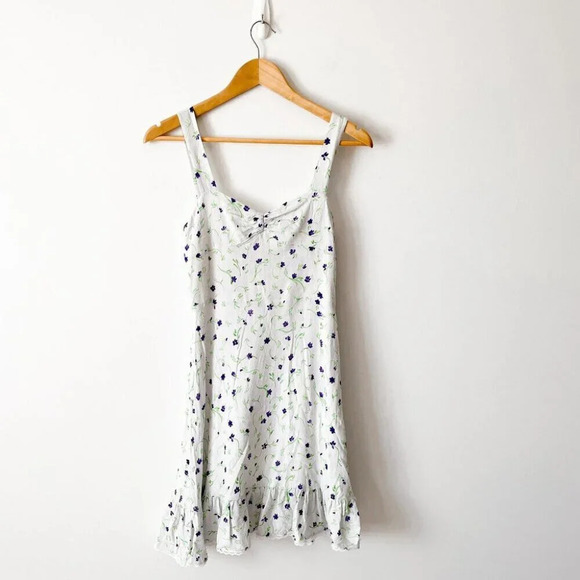 Aritzia Sunday Best Payton Sweetheart Midi Dress White Purple Floral Size 2 - Picture 4 of 8